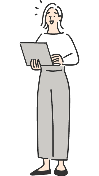 PCを持つ女性のイラスト